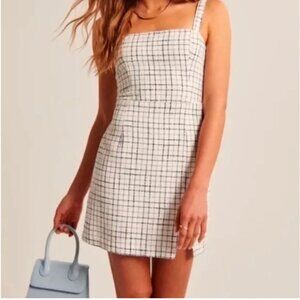 Abercrombie & Fitch | White Plaid Tweed Sleeveless Mini Dress Small